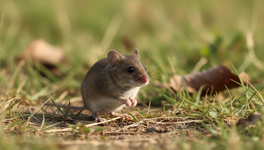 Feldmaus in natürlicher Umgebung als Symbol für den Tierschutz beim Verbot von Rattengift und Rodentiziden