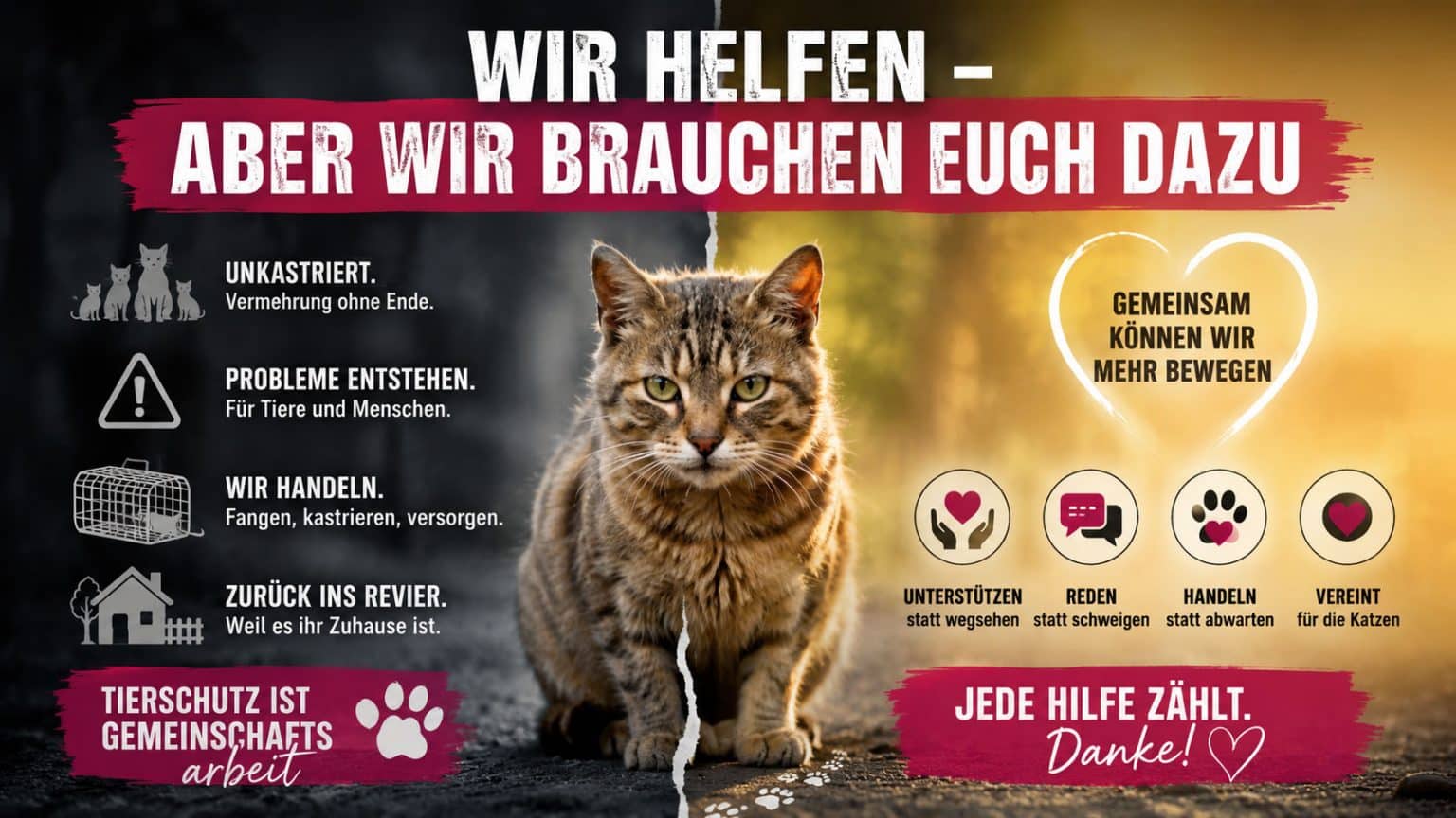 Symbolisches Bild zu Streunerkatzen, Kastration und gemeinsamer Verantwortung im Tierschutz in Augsburg und Aichach